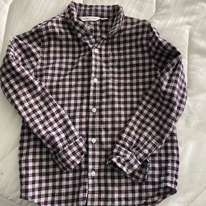 Janie & Jack boys plaid flannel shirt, great colors in grey, maroon and navy